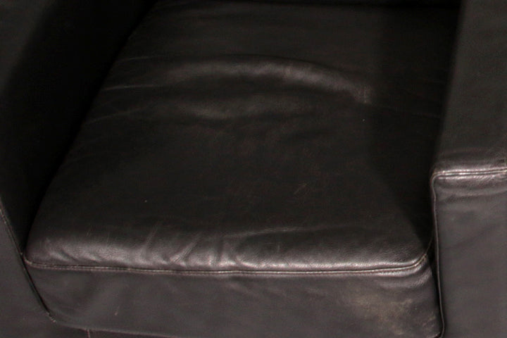 Italian Modern Leather Swivel Lounge Chair Steel by Natuzzi, Italy 1970