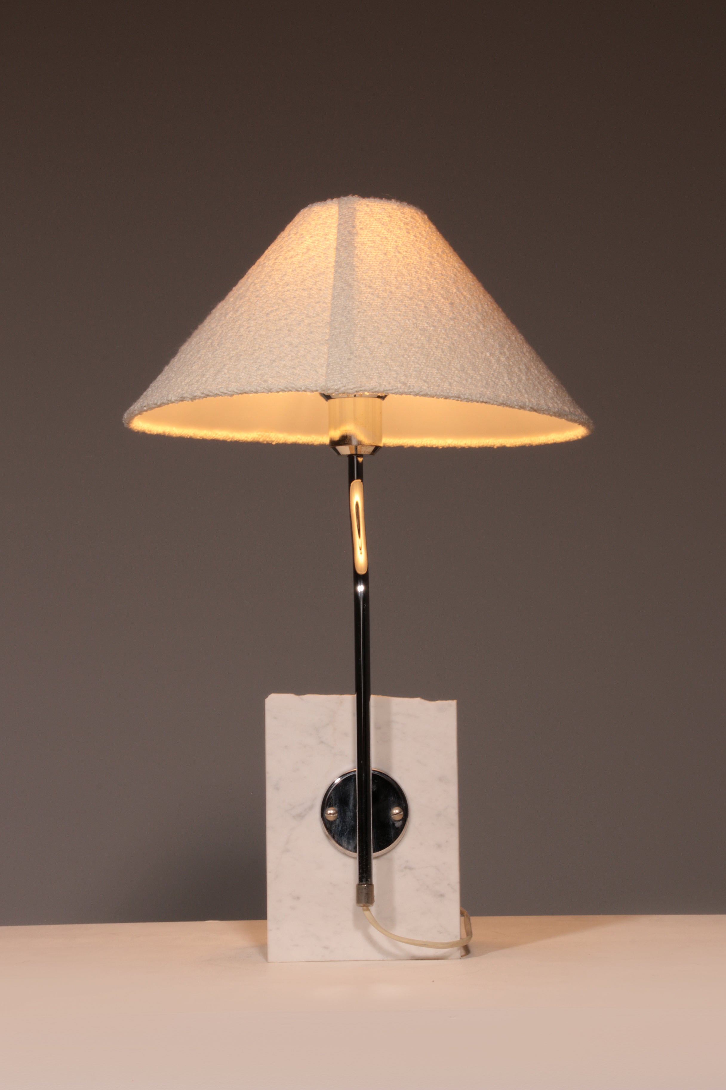 Mid-Century Marble and Steel Table Lamp from Bergboms, 1970s, Sweden,