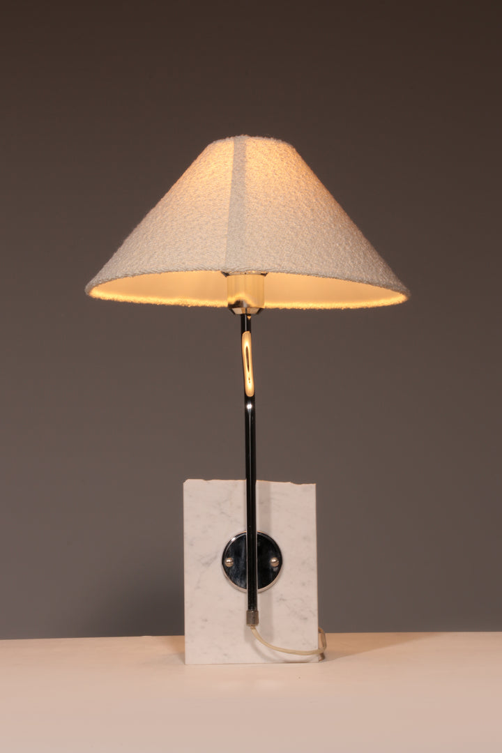 Mid-Century Marble and Steel Table Lamp from Bergboms, 1970s, Sweden,