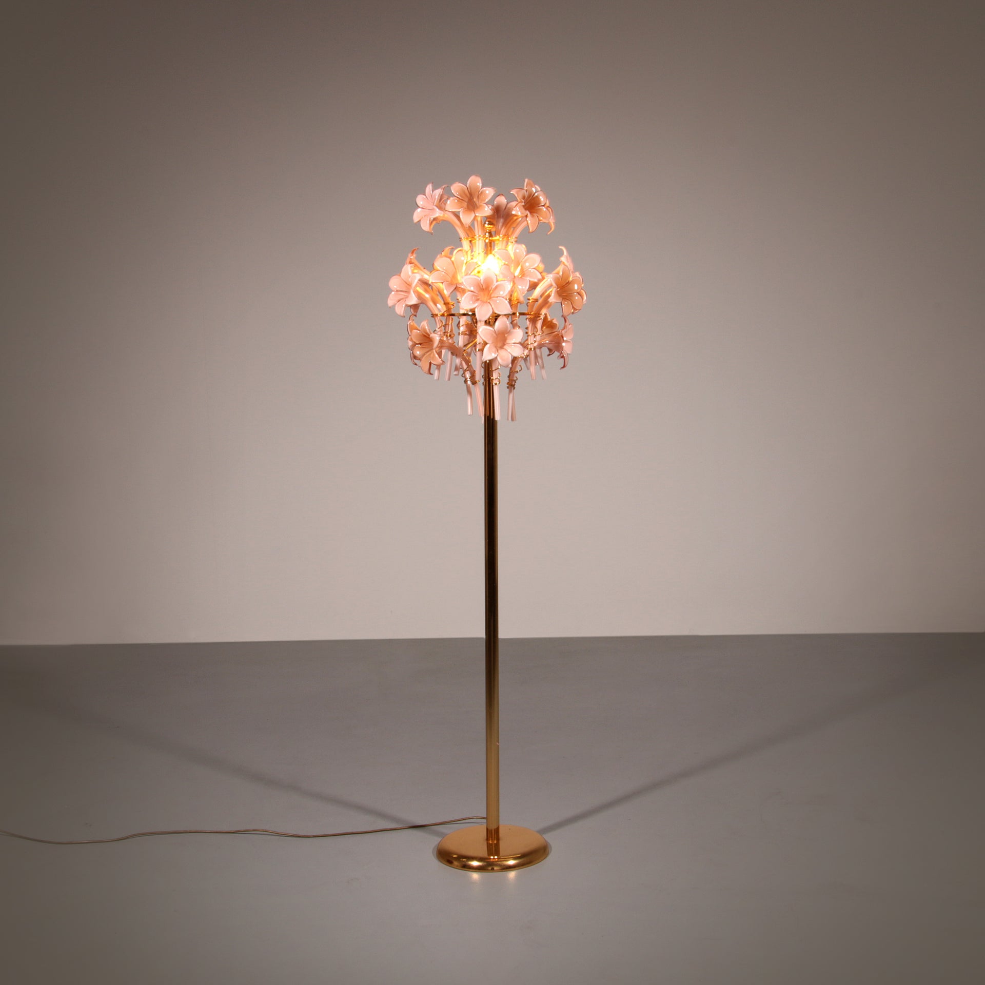 Franco Luce Murano Pink Lilly floorlamp Murano Glass & Gilt Brass