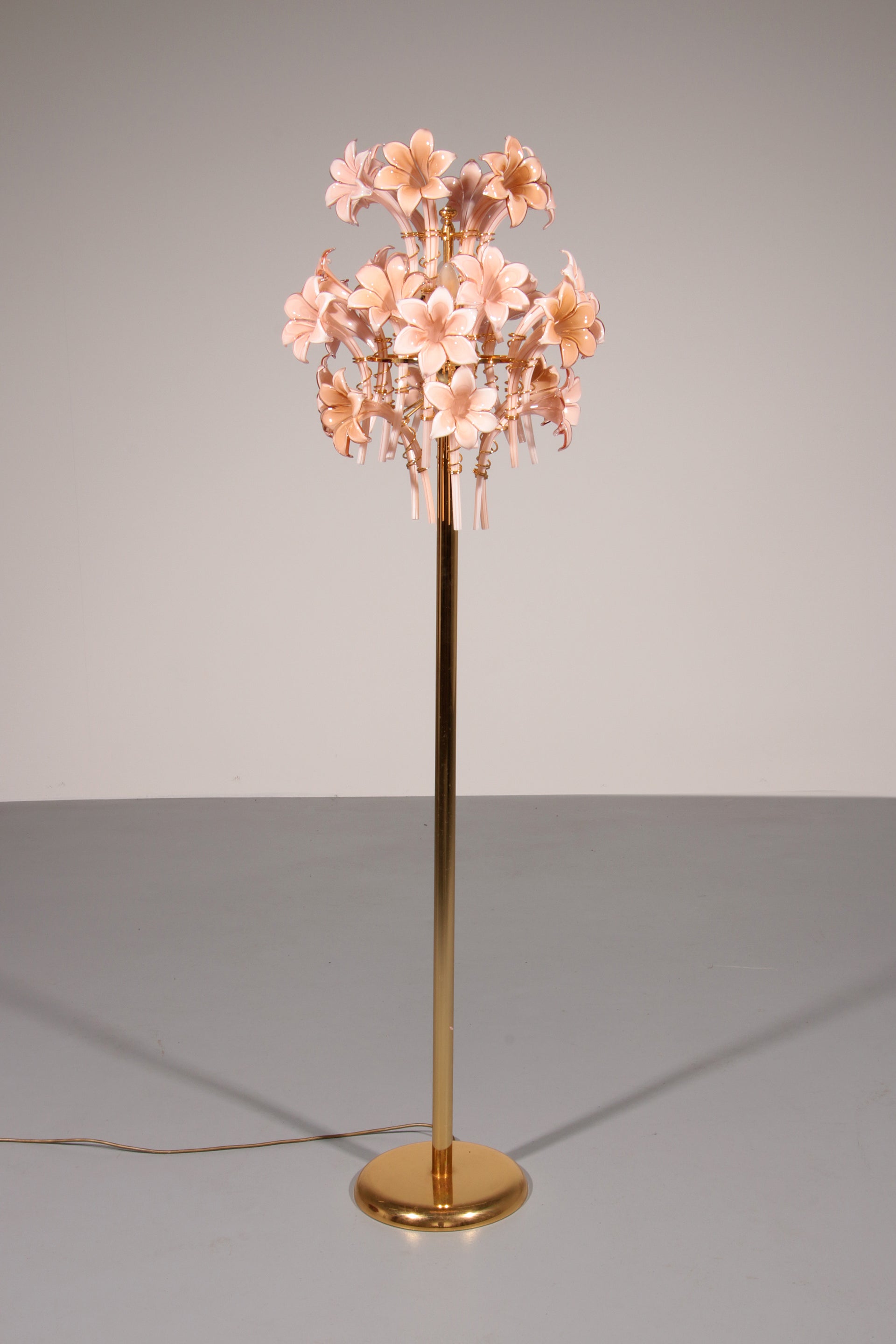 Franco Luce Murano Pink Lilly floorlamp Murano Glass & Gilt Brass