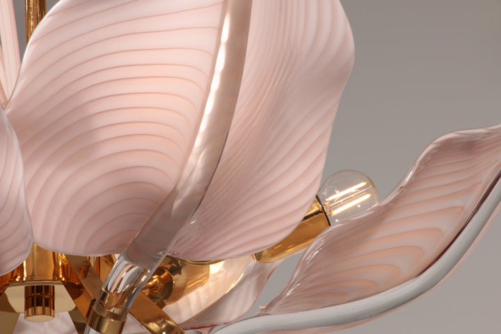 Pink Lily,Spectacular Murano Chandelier by Franco Luce,1970
