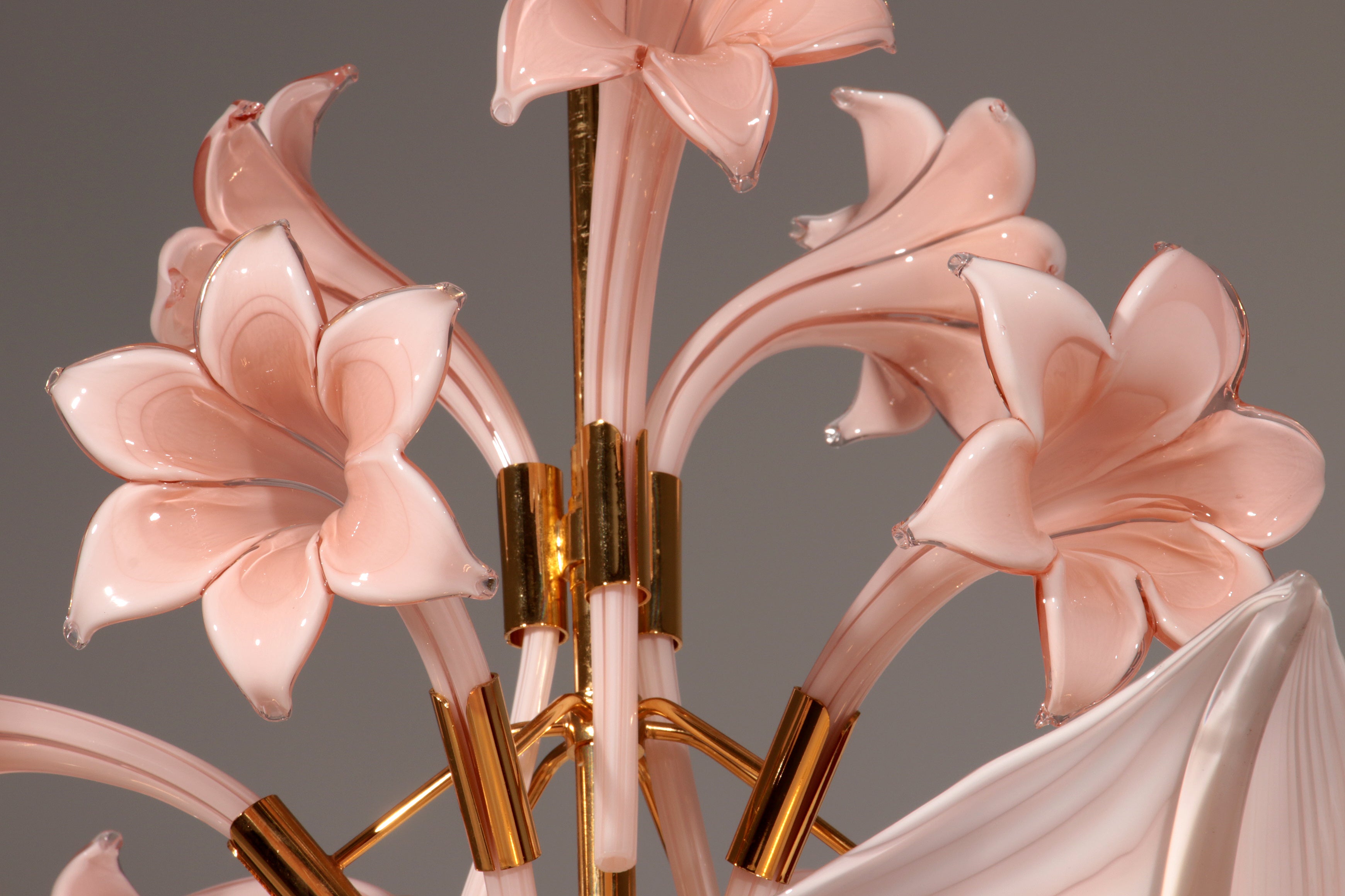 Pink Lily,Spectacular Murano Chandelier by Franco Luce,1970