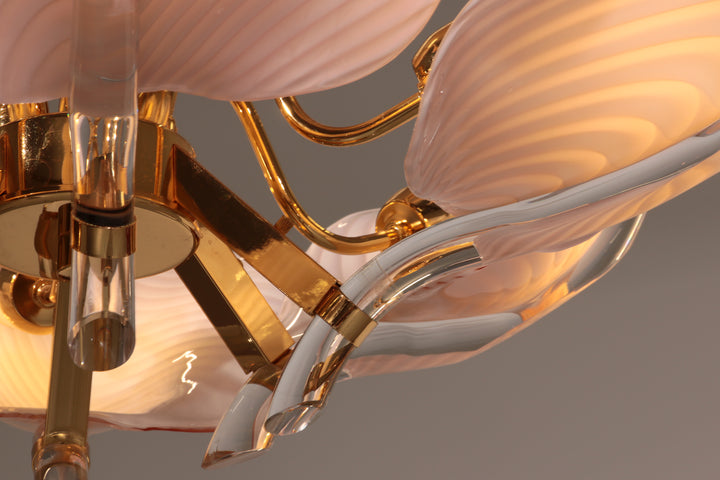 Pink Lily,Spectacular Murano Chandelier by Franco Luce,1970