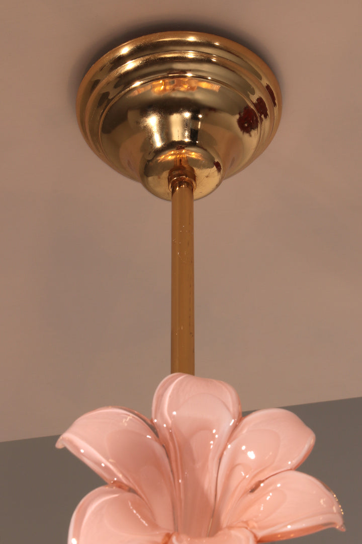 Pink Lily,Spectacular Murano Chandelier by Franco Luce,1970
