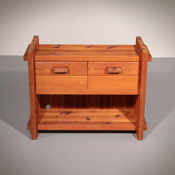 Scandinavian Brutalist Pine cabinet by Hans Frydenda