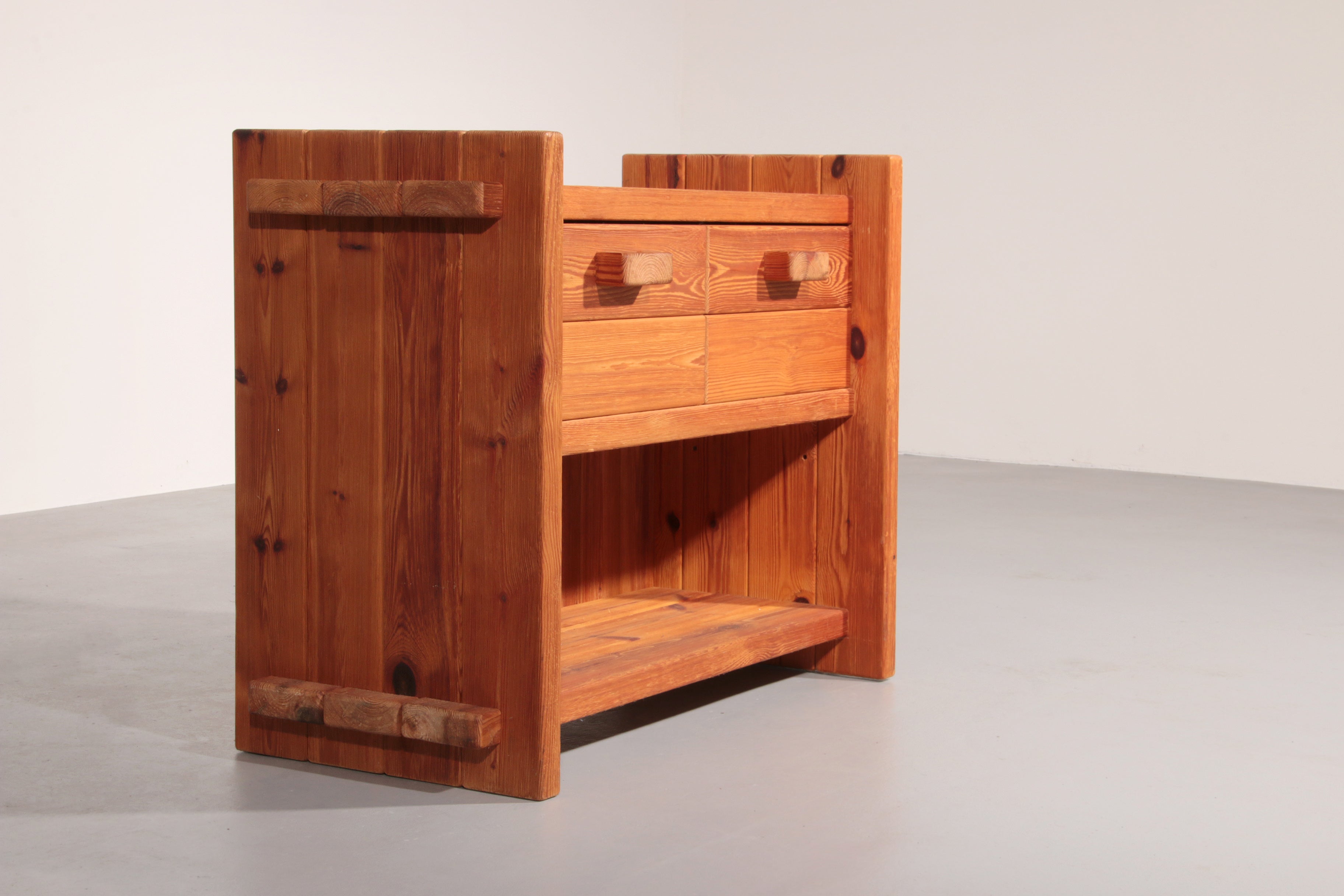 Scandinavian Brutalist Pine cabinet by Hans Frydenda