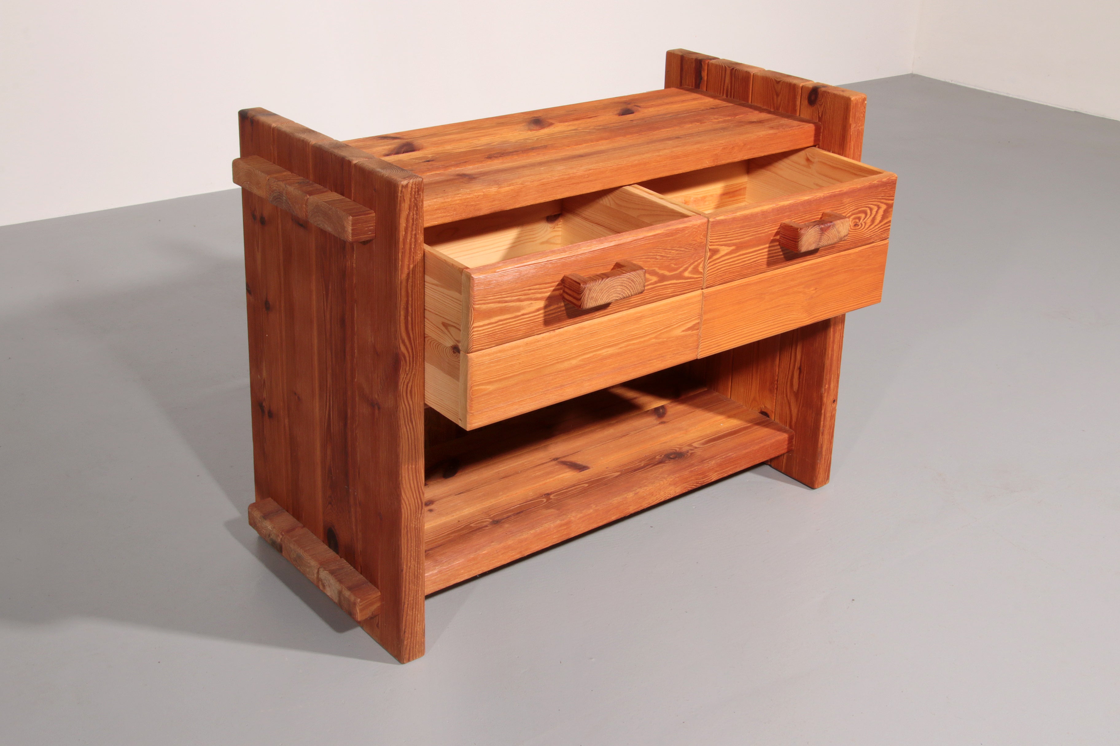 Scandinavian Brutalist Pine cabinet by Hans Frydenda