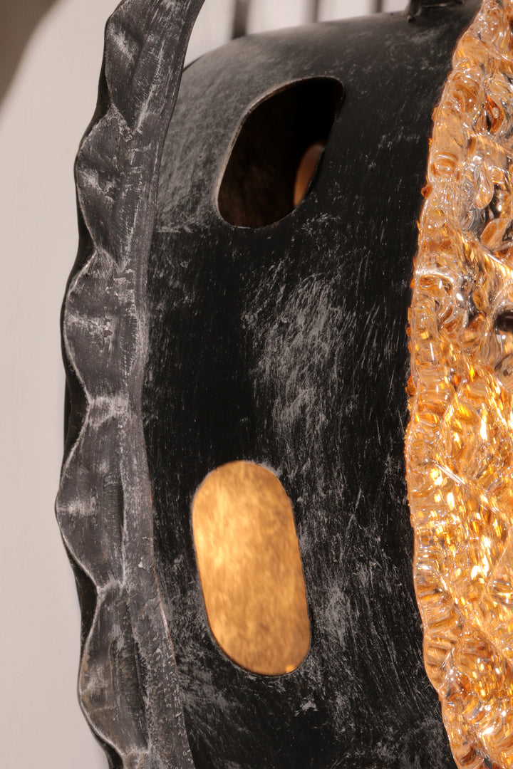 Pair of wrought iron and murano glass wall lights by Tom Ahlström & Hans Ehrich. 1970