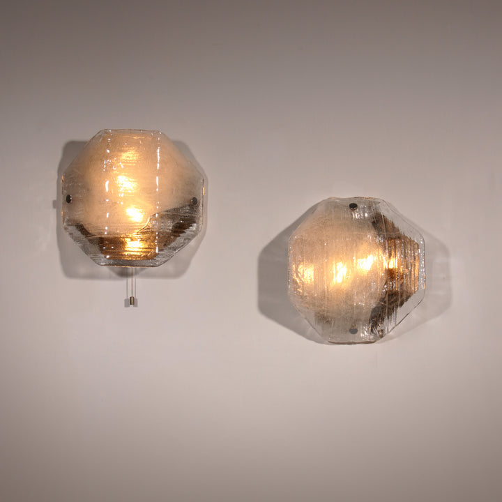 Large Glass Wall Light by Kalmar, Austria, 1970s
