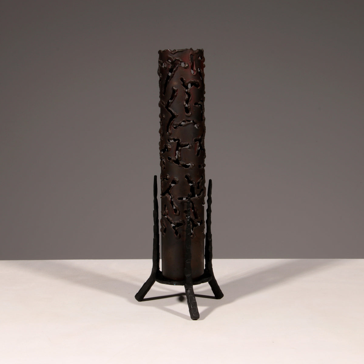 Mid-20th Century Israeli Brass and Iron Memorial Candle by David Palombo