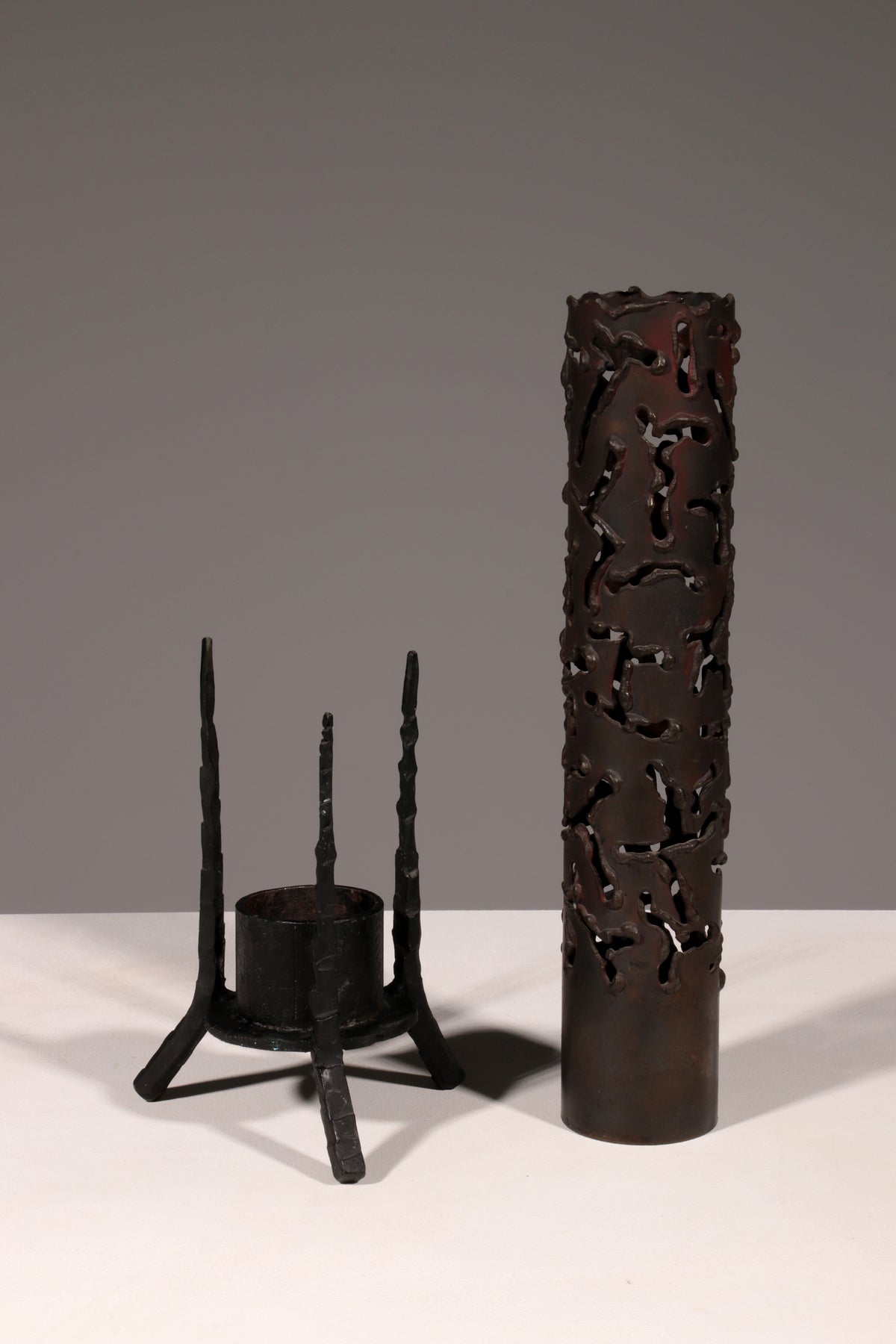 Mid-20th Century Israeli Brass and Iron Memorial Candle by David Palombo