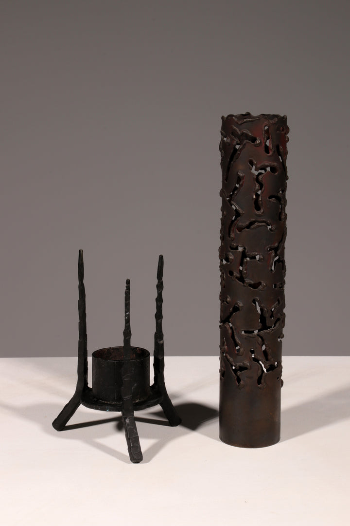 Mid-20th Century Israeli Brass and Iron Memorial Candle by David Palombo