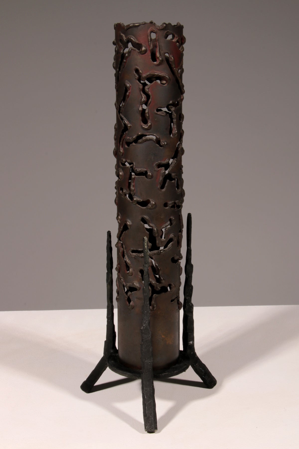 Mid-20th Century Israeli Brass and Iron Memorial Candle by David Palombo