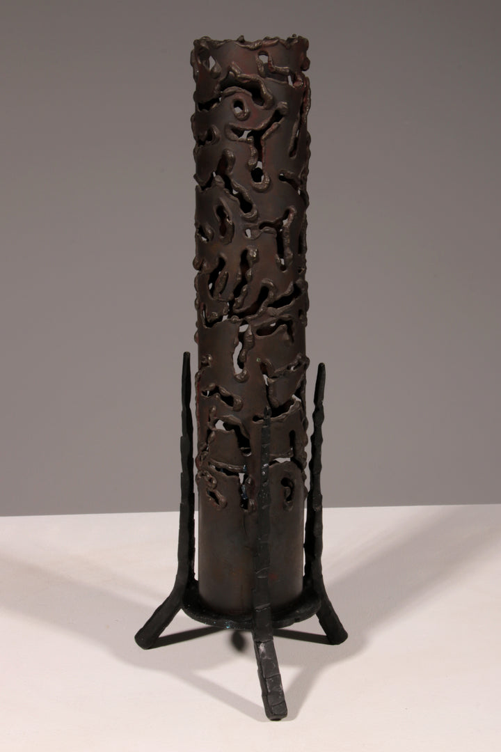 Mid-20th Century Israeli Brass and Iron Memorial Candle by David Palombo
