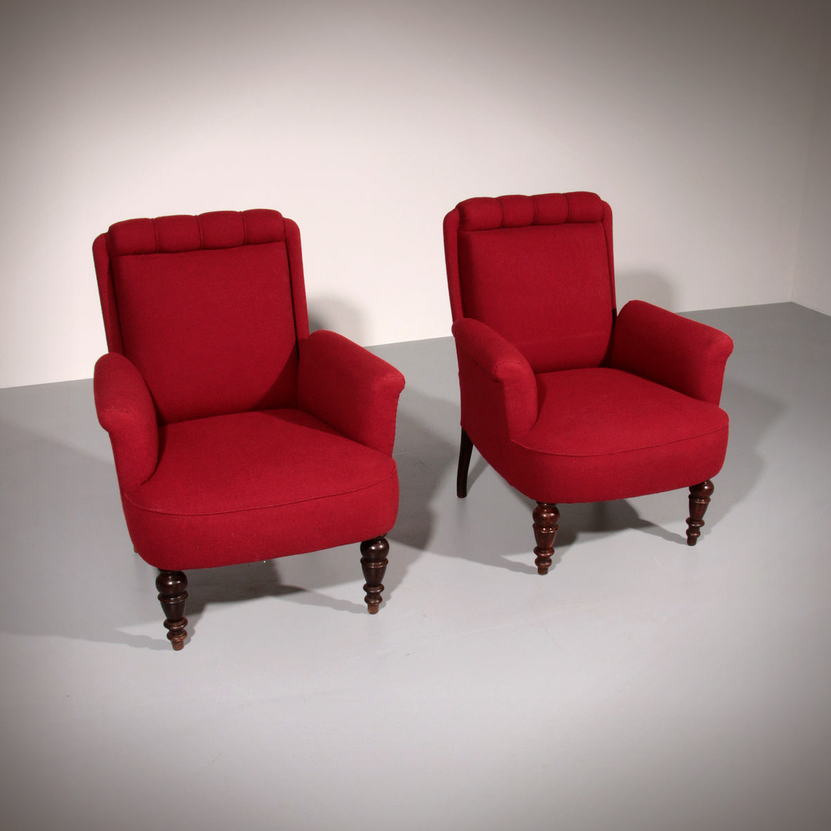 Victorian Burgundy fabric Armchairs,1950 Sweden