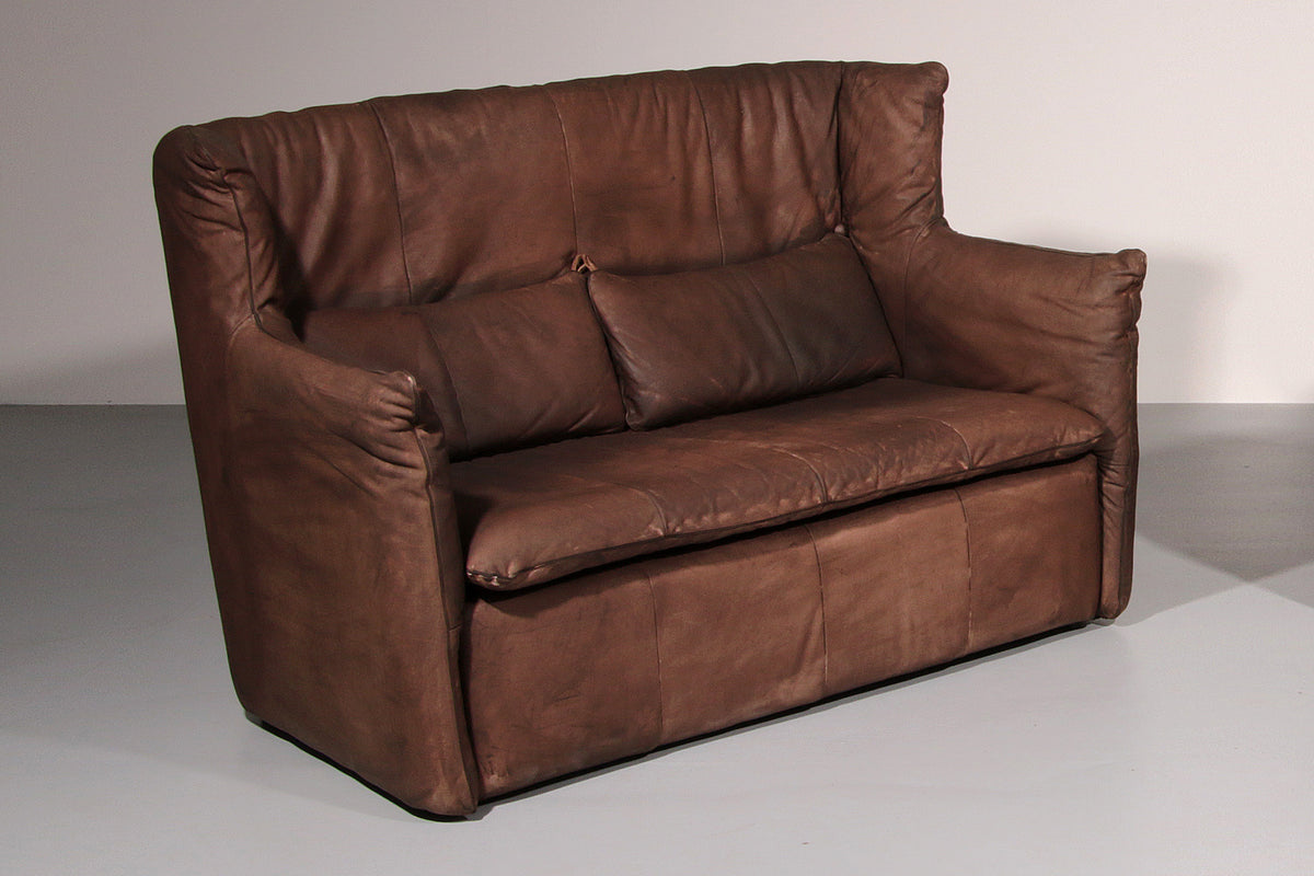 Patinated Leather Sofa by Gerard van den Berg for Montis, Netherlands, 1970s