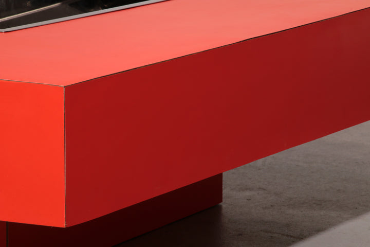 Large Square Coffee Table with Bar by Willy Rizzo Italy, 1970s