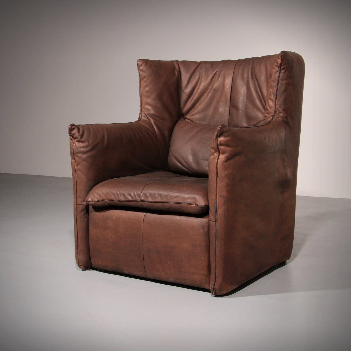 Patinated Leather armchair by Gerard van den Berg for Montis, Netherlands, 1970s