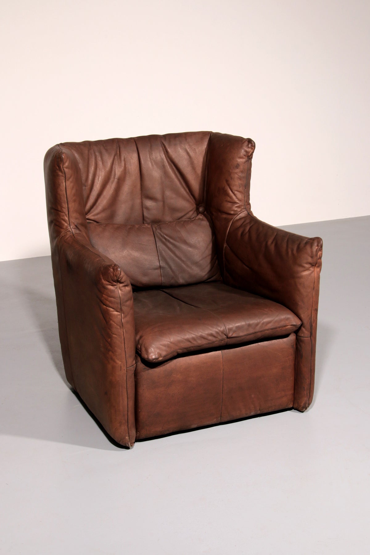 Patinated Leather armchair by Gerard van den Berg for Montis, Netherlands, 1970s