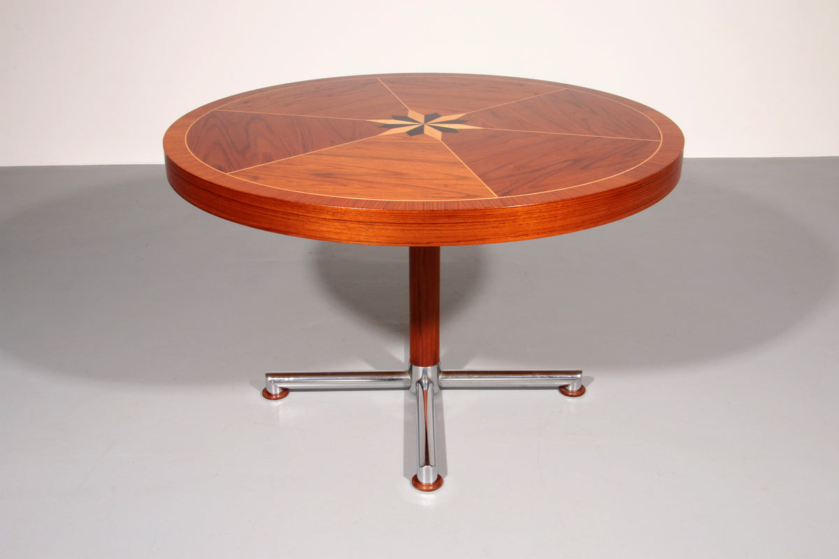 Italian Mid-Century Dining Table with stunning Inlay star.