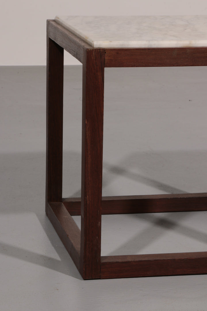 Rare 1970s Cubic Wenge & Marble Side Tables by Claus Bonderup & Torsten Thorup