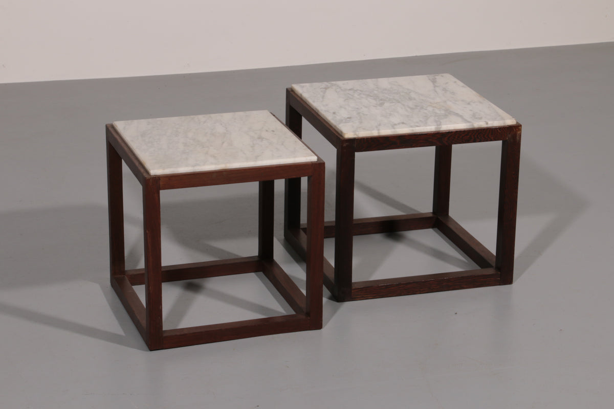 Rare 1970s Cubic Wenge & Marble Side Tables by Claus Bonderup & Torsten Thorup