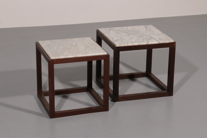 Rare 1970s Cubic Wenge & Marble Side Tables by Claus Bonderup & Torsten Thorup