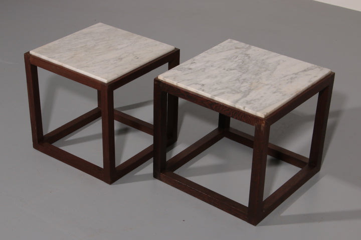 Rare 1970s Cubic Wenge & Marble Side Tables by Claus Bonderup & Torsten Thorup