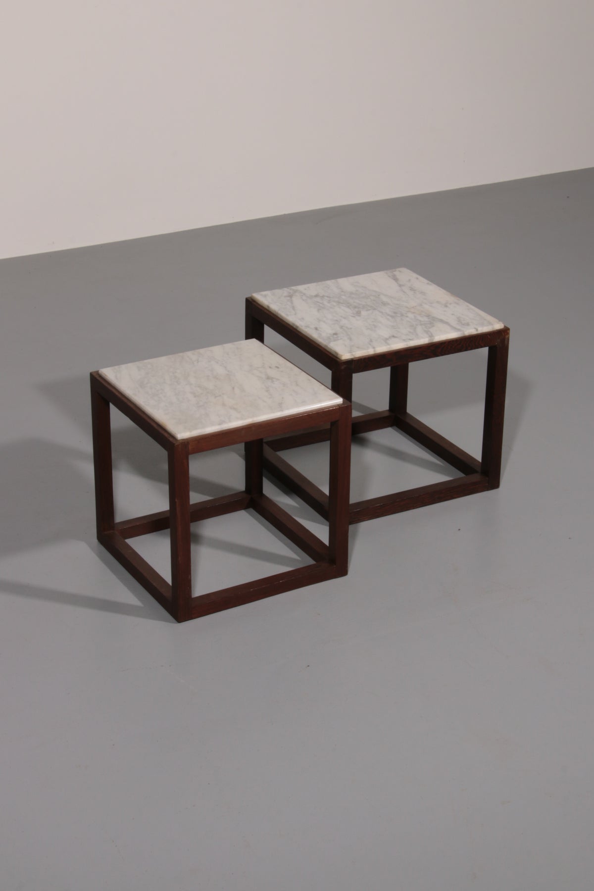 Rare 1970s Cubic Wenge & Marble Side Tables by Claus Bonderup & Torsten Thorup