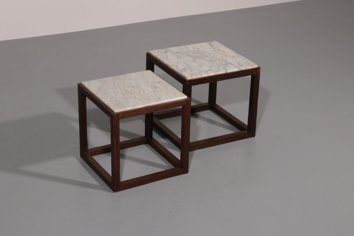 Rare 1970s Cubic Wenge & Marble Side Tables by Claus Bonderup & Torsten Thorup