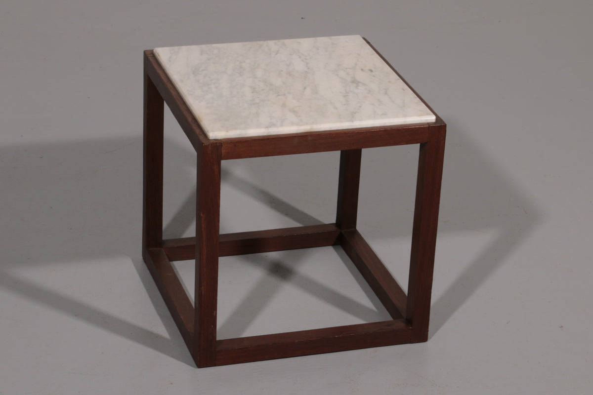 Rare 1970s Cubic Wenge & Marble Side Tables by Claus Bonderup & Torsten Thorup