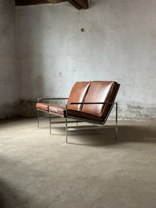 Design two-seater sofa Model FK 6720 from Fabricius &amp; Kastholm, brown leather