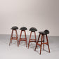 Design Bar Stool in wood and Black Leather by Erik Buch Model OD-61 for O.d mobler, 1960s
