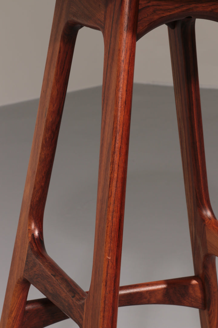 Design Bar Stool in wood and Black Leather by Erik Buch Model OD-61 for O.d mobler, 1960s
