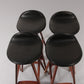 Design Bar Stool in wood and Black Leather by Erik Buch Model OD-61 for O.d mobler, 1960s
