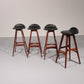 Design Bar Stool in wood and Black Leather by Erik Buch Model OD-61 for O.d mobler, 1960s
