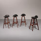 Design Bar Stool in wood and Black Leather by Erik Buch Model OD-61 for O.d mobler, 1960s