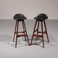 Design Bar Stool in wood and Black Leather by Erik Buch Model OD-61 for O.d mobler, 1960s