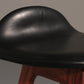 Design Bar Stool in wood and Black Leather by Erik Buch Model OD-61 for O.d mobler, 1960s