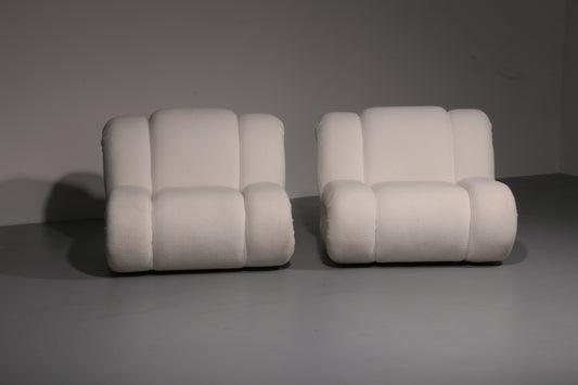 Mimo Padova  Ivory Bouclé Modulaire Lounge chairs "Velasquez" - 1970