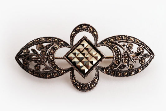 English Silver Brooches with Cutsteel Marcasites