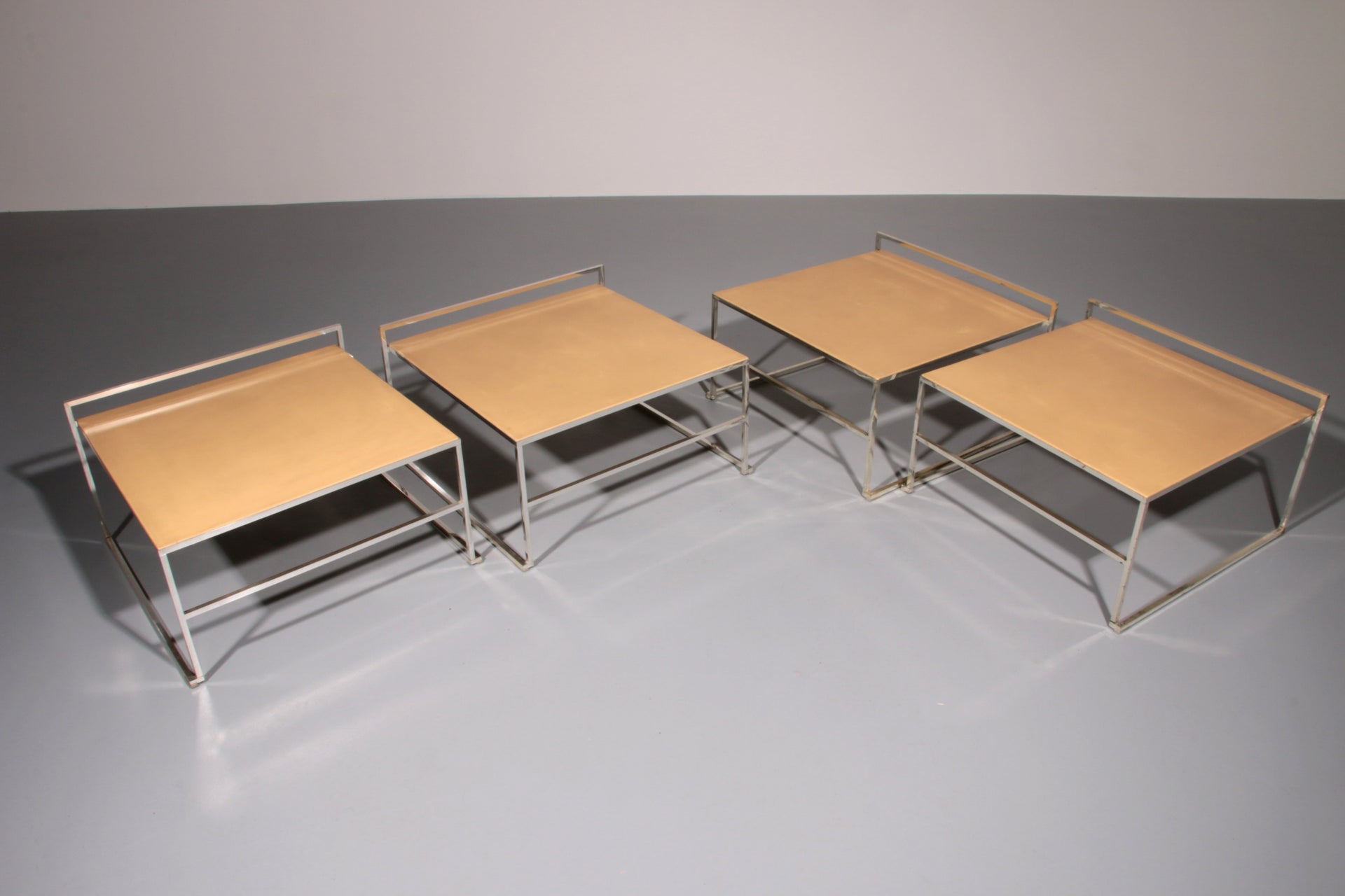 Poltrona Frau Set of 2 Vintage Leather Side Tables