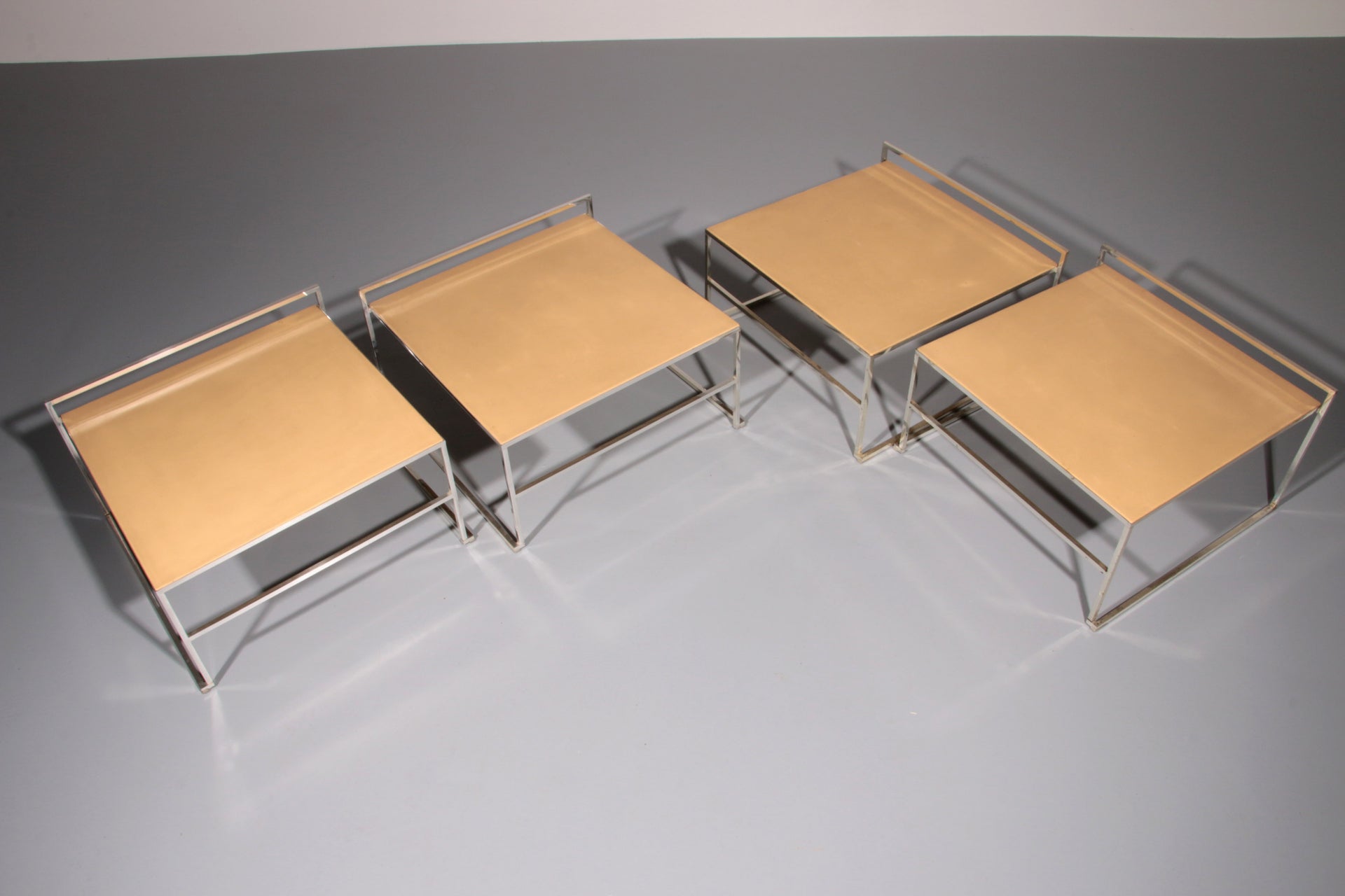 Poltrona Frau Set of 2 Vintage Leather Side Tables