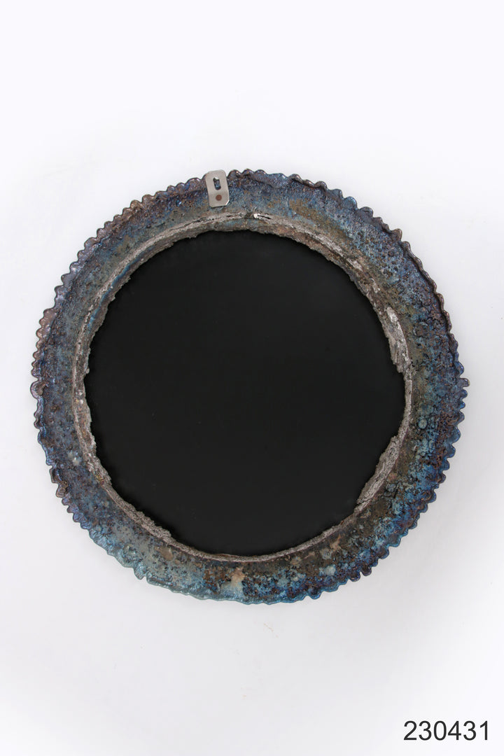 Brutalistische stoere Wandspiegel met emaille op metaal jaren70.