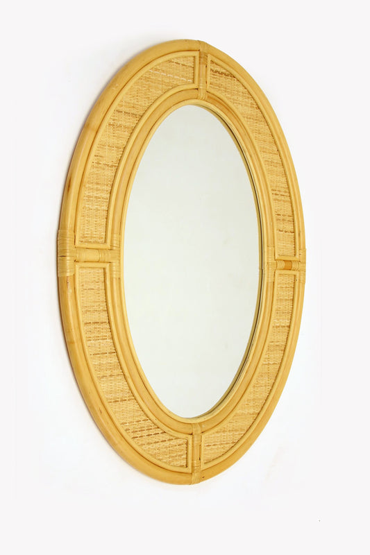 Large Oval Bamboo Wall Mirror
