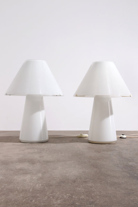 Rare Large Vetri Murano Mushroom Table Lamps, 1970s