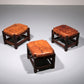 Brazilian Brutalist Ottomans with Patchwork Leather, 1960s