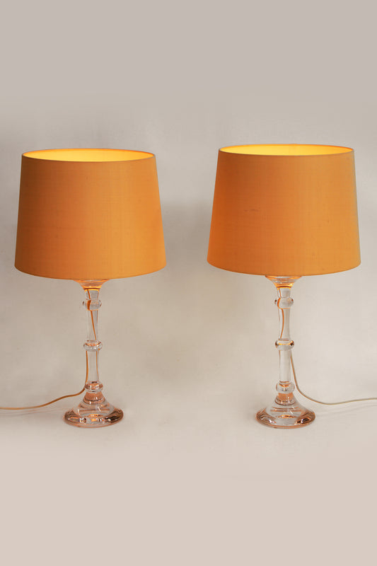 Ingo Maurer Hand-Blown Glass Lamp Set with Cream Shades