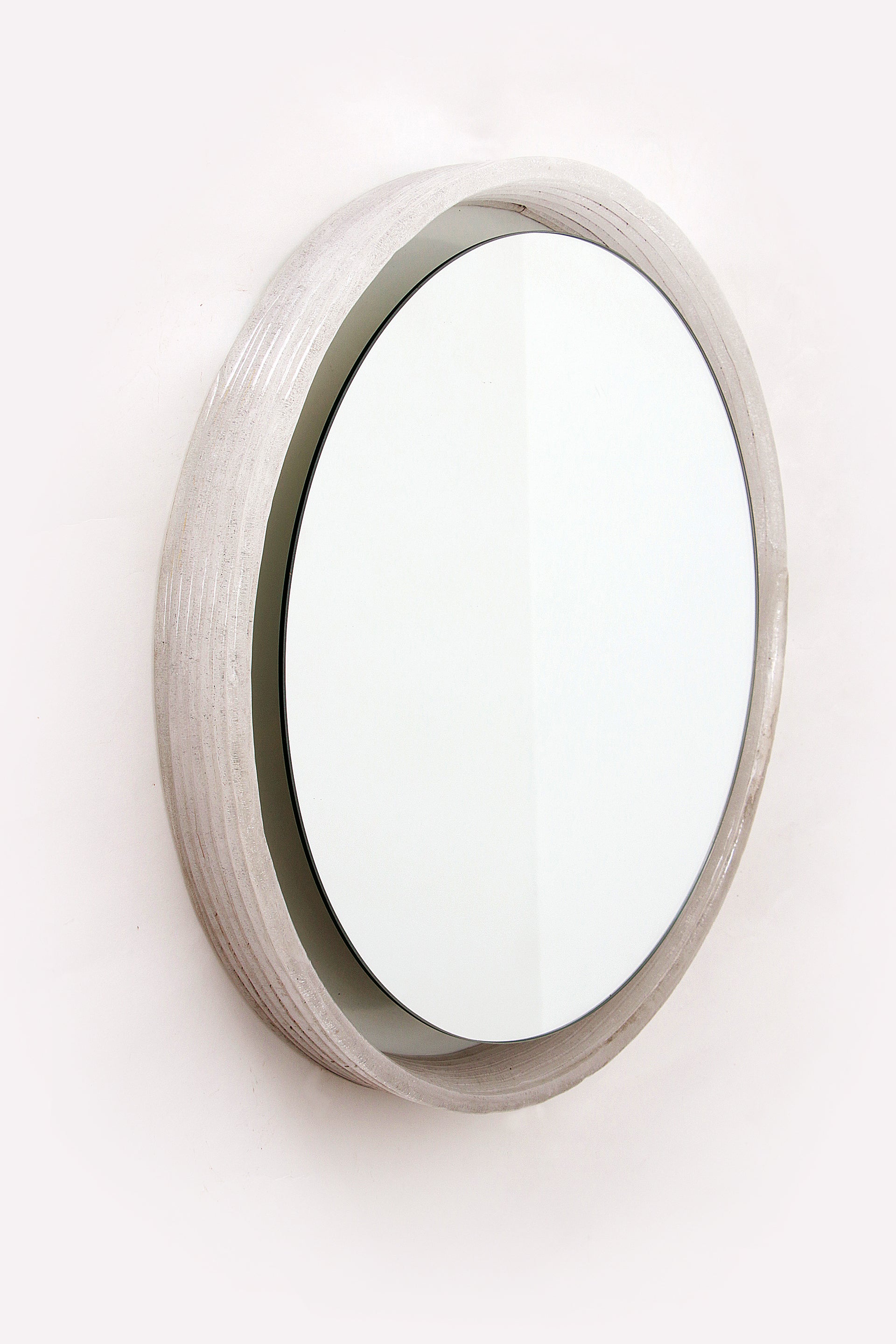 Round Plexiglass Bathroom Mirror by Hillebrand, Large Model, 1960 Germany.